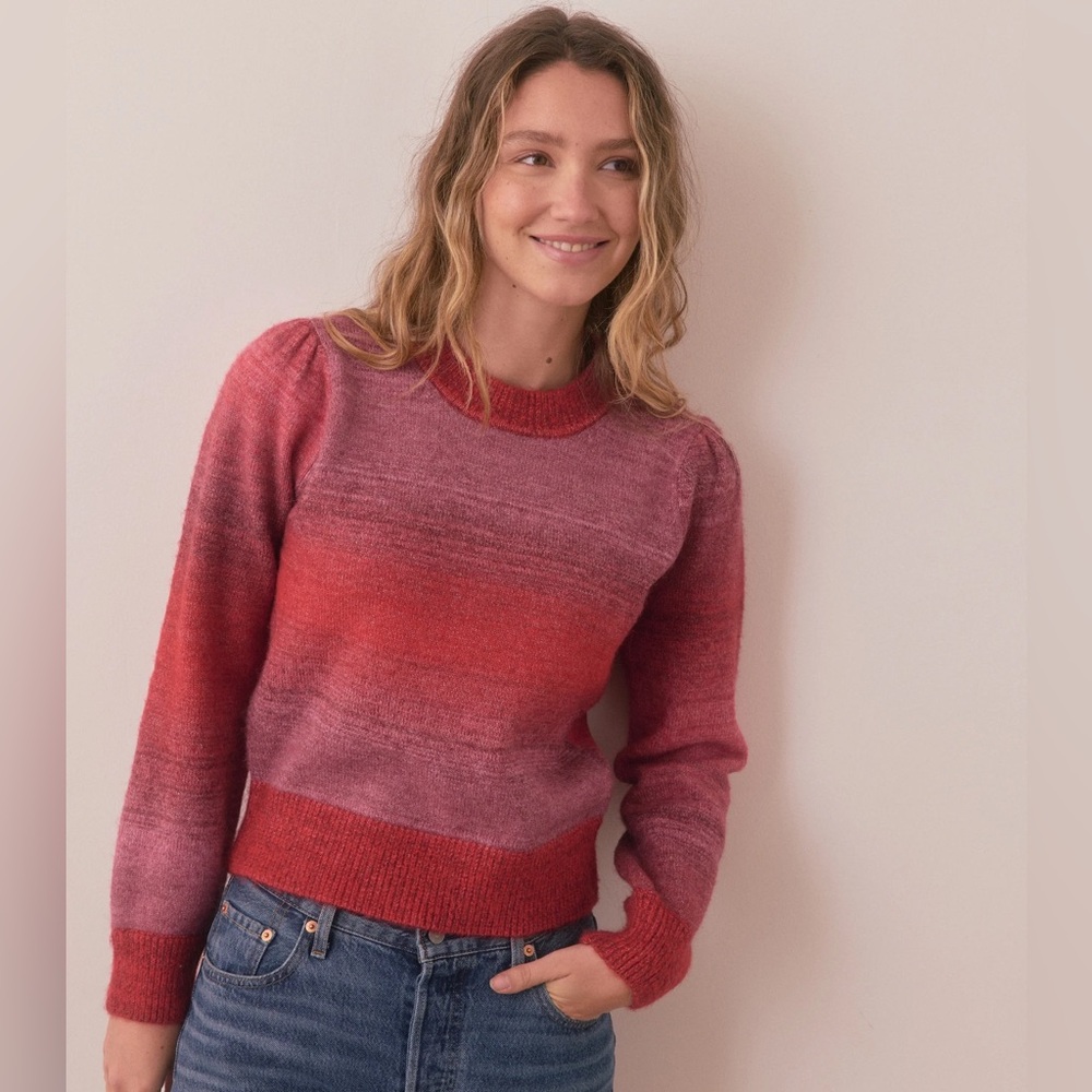 Marine Layer Alma Puff Sleeve Sweater - Large / Warm Ombre
